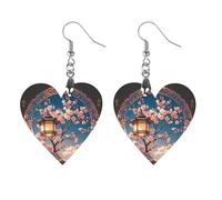 Boucles d'oreilles rondes en bois avec motif lanterne pour femme, bijoux vintage élégants en bois, boucles d'oreilles légères pour mariage, fête, cadeau quotidien, Love, Bois, Bois.