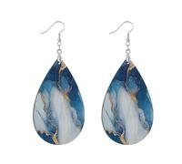 Boucles d'oreilles rondes en bois en forme de feuille d'encre à injection directe qui ne tombent pas facilement. Boucles d'oreilles décontractées, watertrop, Bois Métal, Pas de pierre précieuse