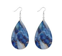 Boucles d'oreilles rondes en bois en forme de feuille - Impression double face - Ne tombe pas facilement - Accessoires de tenue quotidienne, leaf, Bois Métal, Pas de pierre précieuse