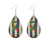 Boucles d'oreilles rondes en bois léger en forme de feuille en cuivre plaqué argent qui ne tombe pas facilement, watertrop, Bois Métal, Pas de pierre précieuse