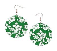 Boucles d'oreilles rondes en cuir avec fleurs hawaïennes Couleur Saint-Valentin Festival Activités Mode Femme, taille unique, Simili cuir