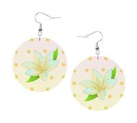 Boucles d'oreilles rondes en cuir avec imprimé jonquilles florissantes, élégantes et légères pour femmes et filles, taille unique, cuir, sans pierre précieuse