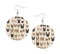 Boucles d'oreilles rondes en cuir avec inscription « I Love French Bulldog » - Accessoires tendance et uniques pour un usage quotidien, taille unique