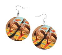 Boucles d'oreilles rondes en cuir avec motifs amusants et légers pour femmes et filles, taille unique, cuir, sans pierre précieuse