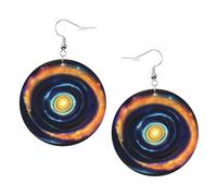 Boucles d'oreilles rondes en cuir avec spirale spatiale, énergie cosmique, couleur, Saint-Valentin, festival, activités, mode pour femmes, taille unique, Simili cuir