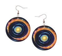 Boucles d'oreilles rondes en cuir avec spirale spatiale, énergie cosmique, couleur, Saint-Valentin, festival, activités, mode pour femmes, taille unique, Simili cuir