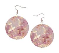 Boucles d'oreilles rondes en cuir avec texture marbre rouge pour la Saint-Valentin, les activités de festival, la mode des femmes, taille unique, Simili cuir