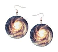 Boucles d'oreilles rondes en cuir galaxie Voie lactée Univers Accessoires quotidiens Travail au travail Mode femme, taille unique, Simili cuir