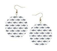 Boucles d'oreilles rondes en cuir poisson et requin - Accessoires quotidiens pour le travail au travail - Mode femme, taille unique, Simili cuir