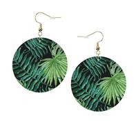 Boucles d'oreilles rondes en cuir transparent motif feuille de palmier couleur Saint-Valentin festival activités mode femme, taille unique, Simili cuir