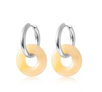 Boucles d'oreilles rondes en forme de donut pour femme - Double empilage - Style rétro minimaliste - Ton cool - Cadeau pour maman, épouse, anniversaire, Saint-Valentin, Petit, Métal, Pas de pierre