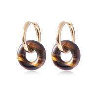 Boucles d'oreilles rondes en forme de donut pour femme - Double empilage - Style rétro minimaliste - Ton cool - Cadeau pour maman, épouse, anniversaire, Saint-Valentin, Petit, Métal, Pas de pierre