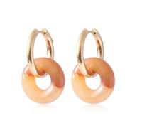 Boucles d'oreilles rondes en forme de donut pour femme - Double empilage - Style rétro minimaliste - Ton cool - Cadeau pour maman, épouse, anniversaire, Saint-Valentin, Petit, Métal, Pas de pierre