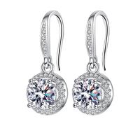 Boucles d'oreilles rondes en pierre à quatre pierres - La moissanite féminine est connue pour son indice de réfraction supérieur et ses couleurs ardentes. Les boucles d'oreilles avec de grands anneaux