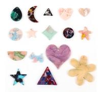 Boucles d'Oreilles Rondes et Carrées en Résine Acrylique, Acide Acétique, Étoile Colorée, Amour, Cœur, pour Bijoux, Colliers de la raq, à Faire Soi-Même, 10 Pièces