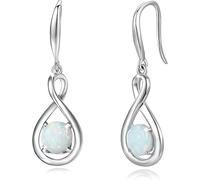 Boucles d'oreilles rondes faites à la main en argent sterling 925 avec opale blanche naturelle en forme de larme, bijoux cadeau pour femme