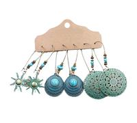 Boucles d'oreilles rondes géométriques rétro bohèmes, palais personnalisé pour un style unique, One Size, Acétate, Pas de pierre précieuse