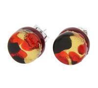 Boucles d'Oreilles Rondes Reflets Vénitiens - Noir Rouge