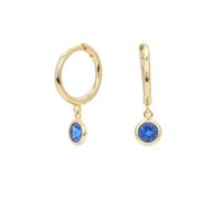 Boucles d'oreilles rondes simples en argent sterling avec douze pierres de naissance pour femme, Métal