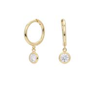 Boucles d'oreilles rondes simples en argent sterling avec douze pierres de naissance pour femme, Métal