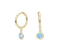 Boucles d'oreilles rondes simples en argent sterling avec douze pierres de naissance pour femme, Métal