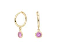 Boucles d'oreilles rondes simples en argent sterling avec douze pierres de naissance pour femme, Métal