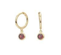 Boucles d'oreilles rondes simples en argent sterling avec douze pierres de naissance pour femme, Métal