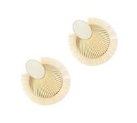 Boucles d'oreilles rondes uniques pour femme - Pompons modernes - Accessoires tendance en alliage pour occasions décontractées - Boucles d'oreilles à franges en alliage de raphia, taille unique, Comme