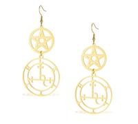Boucles d'oreilles Roue d'Hécate Sigil de Lilith Déesse Boucles d'oreilles pendantes Acier inoxydable Pentagramme Bijoux Wiccan pour Femmes (boucles d'oreilles lilithes en or)