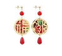 BOUCLES D'OREILLES SAN XING LU SETA MINI PIERRE RUBIN, Taglia Unica, Laiton, Agate