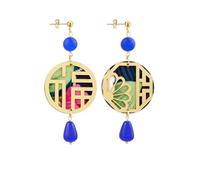 BOUCLES D'OREILLES SAN XING LU SOIE MINI PIERRE BLEU, Taglia Unica, Laiton, Agate