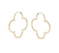 Boucles D'Oreilles Sans Fin En Forme De Fleur De Trèfle Àour Femmes En Argent Sterling Plaqué Or Jaune 14K