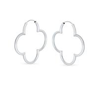 Boucles D'Oreilles Sans Fin En Forme De Fleurs De Trèfle Àour Femmes En Argent Sterling .925 Poli 1.5 Pouces De Diamètre