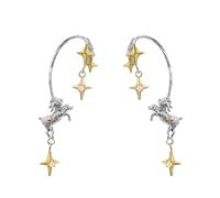 Boucles d'oreilles sans trou avec motifs extravagants et asymétriques d'étoile d'agneau à clip solides en métal pour un usage quotidien sans piercing Boucles d'oreilles en alliage pour un usage
