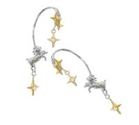 Boucles d'oreilles sans trou, clip en métal durable avec motif étoile d'agneau asymétrique fantaisiste, boucles d'oreilles asymétriques avec clip étoile d'agneau pour un usage quotidien