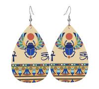 Boucles d'oreilles scarabées égyptiennes en cuir pour femme - Motif goutte d'eau - Légères - À porter au quotidien - Pour fête, rendez-vous, taille unique, Cuir