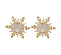 Boucles d'oreilles scintillantes en flocon de neige pour les femmes, boucles d'oreilles élégantes en zirconie cube strass, cadeau de bijoux de vacances (Gold)