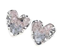 Boucles d'oreilles scintillantes en forme de cœur avec mélange de cristaux intégrés, bijoux tendance lisses, exemplaires pour un usage individuel, One Size, Comme décrit, Produit conforme à la