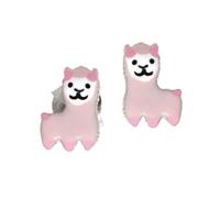 Boucles d'oreilles scout earring argent 925 rhodié lama rose blanc noir émaillé