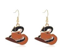 Boucles d'oreilles serpent chapeau cowboy émaillé noir - Style Halloween cadeaux effrayants (Marron)