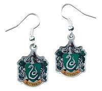 Boucles d'oreilles Serpentard Harry Potter - Crochet Crest Hang / Dangle - Plaqué argent - Pour femme