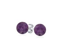 Boucles D'Oreilles Simples En Améthyste Violette Pour Femmes En Argent Sterling .925 Pierre De Naissance De Février De 6MM