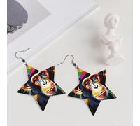 Boucles d'oreilles singe élégantes en cuir avec étoile - Accessoires tendance et uniques pour un usage quotidien, taille unique