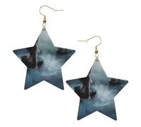 Boucles d'oreilles sirène pour femme, boucles d'oreilles pendantes célestes en forme d'étoile pour une utilisation polyvalente, One Size, Cuir