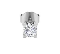 Boucles d'oreilles solitaire diamant synthétique 1,00 ct E VS1 IGI, or blanc 18 carats, monture 4 griffes 7 mm, fermeture grande pression.