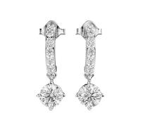 Boucles d'oreilles solitaires pendantes en argent sterling 925 | Placage argent n° 16 | Taille de la pierre : 0,01-0,69 mm | Poids : 1,28 crt | Forme : Ronde | 2,756 g | • Luxe • W_00238