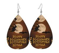 Boucles d'oreilles sorcières volantes en cuir en forme de goutte pour Halloween, texture luxueuse légère - Convient pour un usage quotidien, une fête, un rendez-vous galant