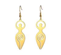 Boucles d'oreilles spirale déesse de la fertilité pour femmes Boucles d'oreilles celtiques Déesse de la Fertilité Triple Lune Déesse Sorcière Boucles d'oreilles pendantes Amulette Bijoux (Or)