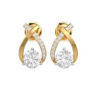 Boucles d'oreilles « Spontané Party » en argent sterling 925 | Plaqué or ; Pierre n° 20 ; Taille de la pierre : 0,10-0,89 mm | Poids : 1,74 ct ; Forme : Ronde ; 2,503 grammes | • Luxe • G_00235