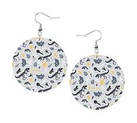 Boucles d'oreilles squelette de dinosaure et fossiles1, squelette de dinosaure de dessin animé, boucle d'oreille en cuir de forme ronde, bijoux légers pendants pour femmes et filles, parfaits pour un